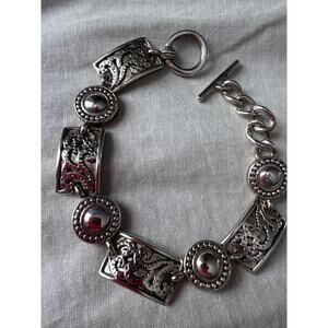 Premier Designs Bracelet Silver Tone scroll Link Toggle